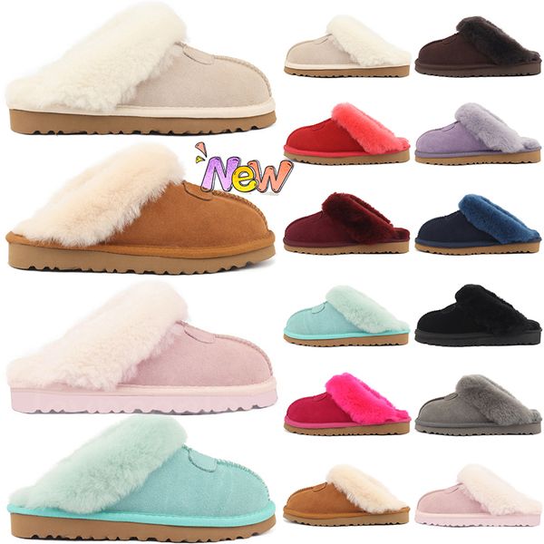 

2023 australia classic slippers furry slides men women winter snow fluffy shoes australian boots black brown pink indoor outdoor slipper