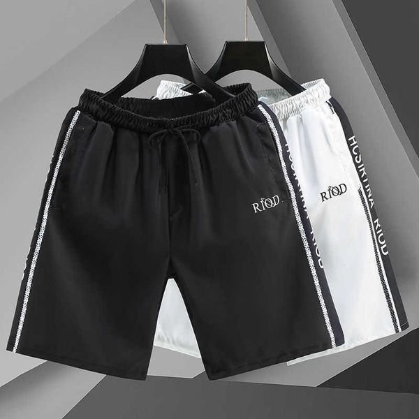

thin and quick drying summer shorts men's trendy sports beach shorts men's trendy casual youth versatile capris, White;black