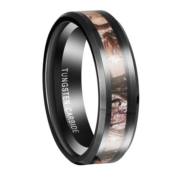 

queenwish 6mm 8mm black tungsten ring camouflage hunting womens mens black tungsten ring camo polished wedding band antique jewel2808975, Slivery;golden