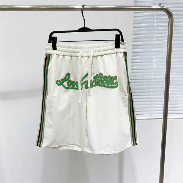 

2023 china-chic patch embroidery ribbon drawstring shorts men's summer loose sports basketball capris b3gnc2112, White;black