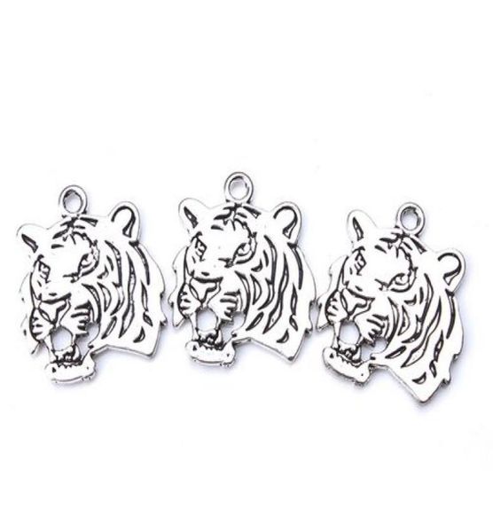 

50pcslot ancient silver alloy tiger charms pendants for diy jewelry making findings 27x24mm9921565, Bronze;silver