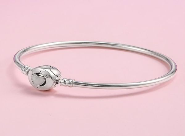 

love heart clasp bangle bracelet authentic 925 sterling silver womens engagement jewelry with original gift box for charms bracelet4713062, Black