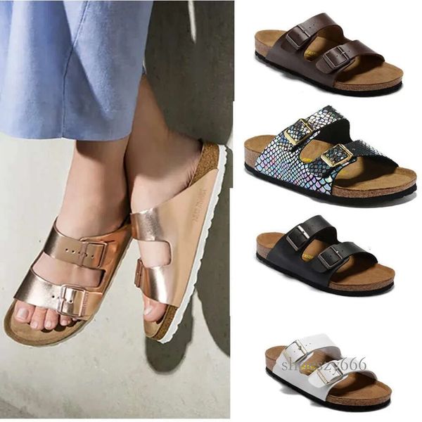 

arizona new summer cork slipper flip flops beach platform sandals women mixed color casual slides shoes flat slippers fashion designer, Black