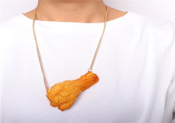 

emulation fried chicken leg pendant necklace new funny accessories9125605, Silver