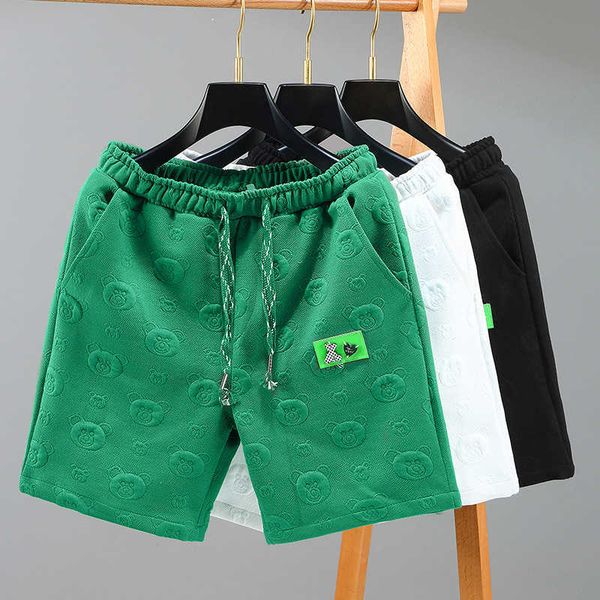 

men's shorts fashion cartoon guard pants summer fashion middle pants knitted beach split pants, White;black