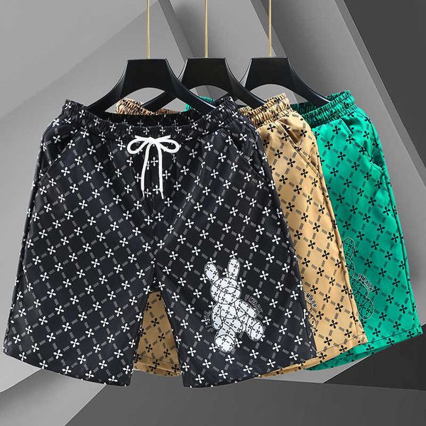 

shorts for men wearing ice silk five piece pants for summer ruffled and handsome trend student shorts slim fitting printed large shorts, White;black