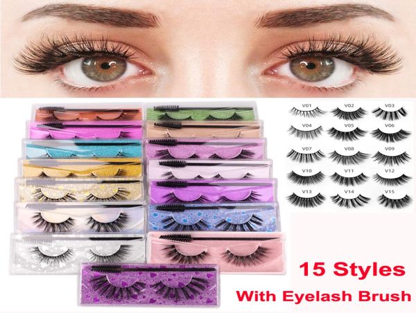 

new false eyelashes 3d mink lashes with mascara brush kit eye makeup reusable thick natural eyelashes dramatic 15 styles handmade 8409595