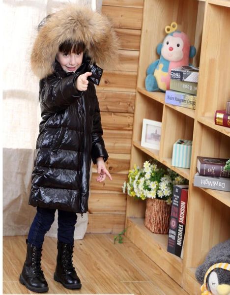 

winter children long jacket boys 90 white duck down snow wear girl thick super large nature fur collar down coats parka kids coat4945836, Blue;gray