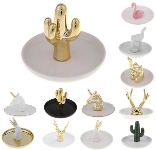 

ceramic jewelry organizer tray bracelet necklace ring holder dish plate pouches bags40686446442423, Pink;blue