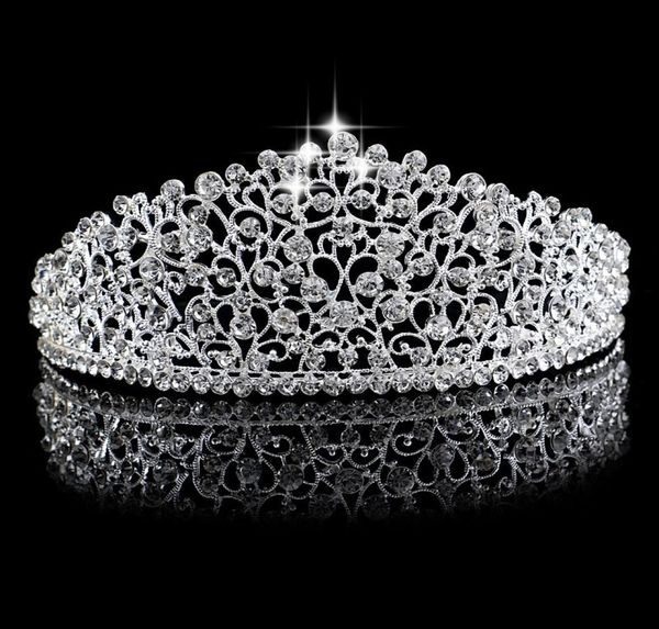 

gorgeous sparkling silver big wedding diamante pageant tiaras hairband crystal bridal crowns for brides hair jewelry headpiece8792858