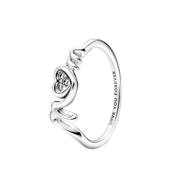 

mom pave heart ring real sterling silver with original box for p fashion party jewelry for women cz diamond mother039s da5373098, Slivery;golden