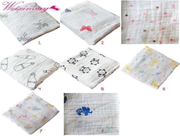 

cute muslin baby bedding swaddling blanket toddler cartoon warm newborn infant cotton swaddle towel 120x120cm2384912