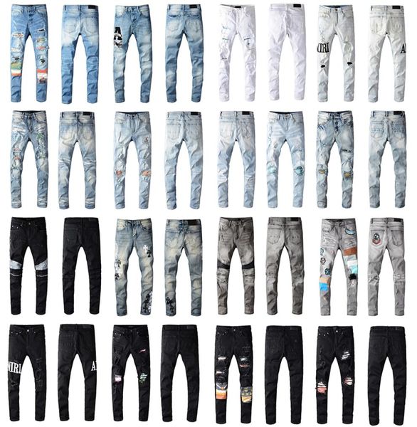 

designer mens jeans amiry motocycle rock revival skinny luxury denim jean men brand fashion streetwear biker famous man hip hop sl1007116, Blue