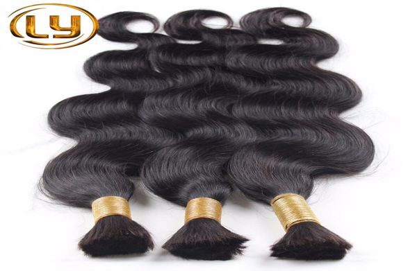 

new 2016 grade 7a micro mini braiding hair brazilian bulk hair for braiding 3 bundles lot 100 human wet and wavy brazilian braidi3611439, Black