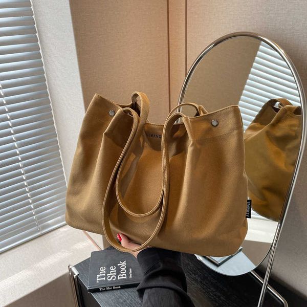 

leisure large capacity bag for female college students classroom bag summer fashion shoulder bag simple versatile canvas tote bag