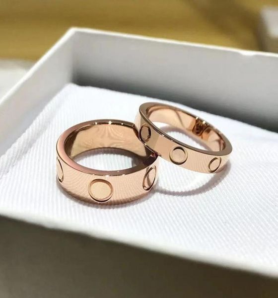 

2022 fashion trend titanium steel love ring 5 mm and 4 mm rose gold wedding gift6121189, Silver