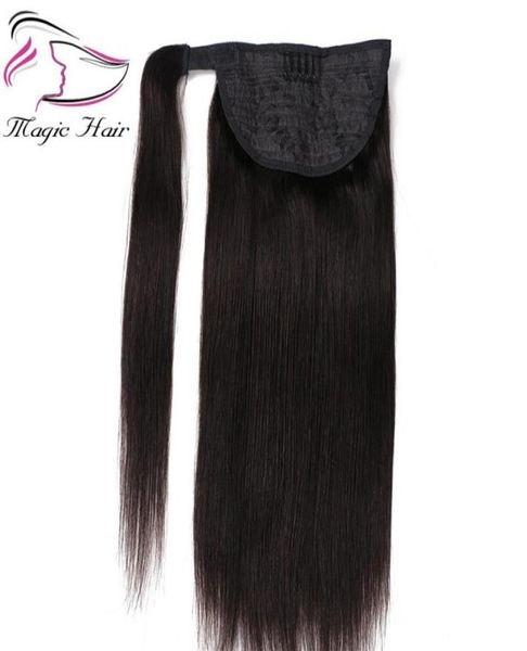 

evermagic ponytail human hair remy straight european ponytail hairstyle 100g 100 natural hair clip in extensions7944225, Black