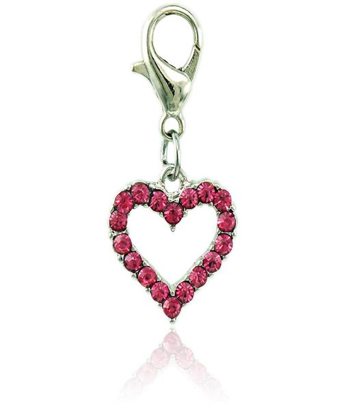 

jinglang floating fashion charms with lobster clasp dangle rhinestone peach heart charms for jewelry making diy accessories8025579, Bronze;silver