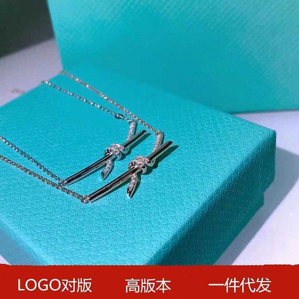 

designer new s925 silver high version bow knot necklace 18k rose gold interwoven collar chain qixi valentine's day gift