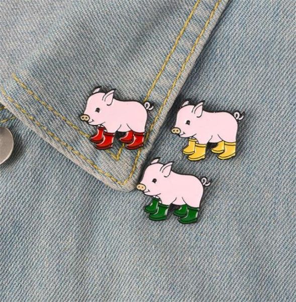 

fun pig with rain boots enamel pins piggy brooches badge denim jeans lapel pin cartoon cute animal jewelry gift for kids friends t4962419, Gray
