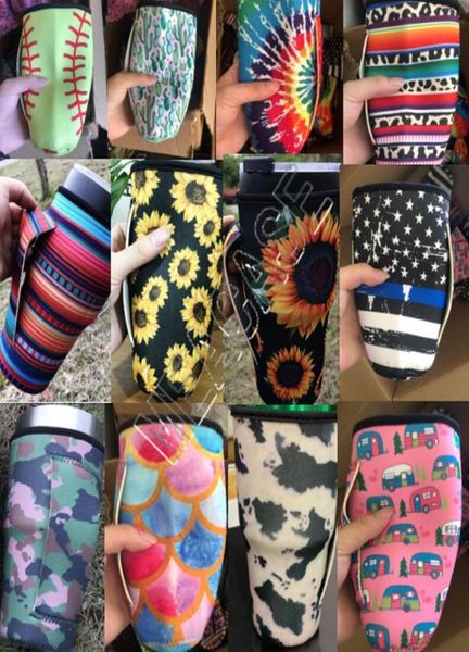 

neoprene mug insulator sleeve 30oz tumbler cup water bottle insulation covers bag handle pouch leopard rainbow floral new d819071097467