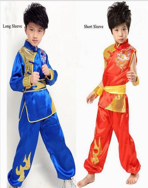 

child chinese folk clothes children kong fu costume with dragon boy wushu costume taiji clothes chinese national 165689898, Black;red