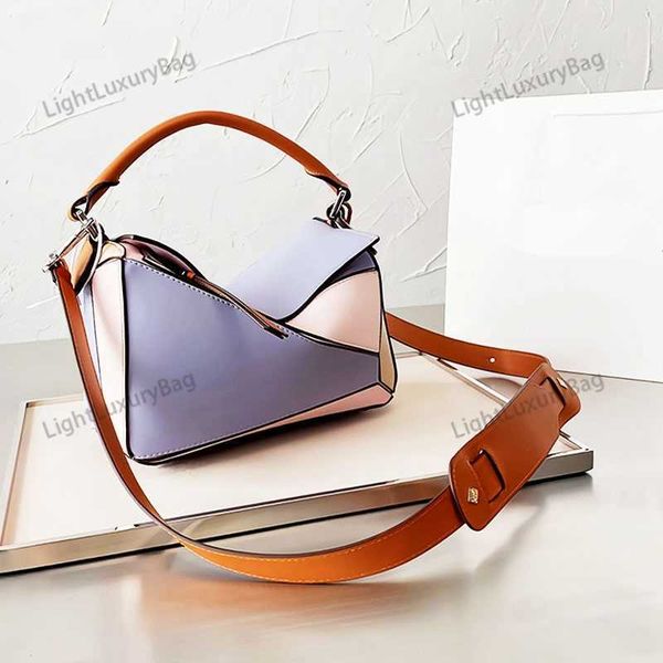 

new style designer puzzle handbag luxury genuine classic cow leather large capacity single shoulder bag oblique span portable color cartoon