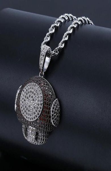 

iced out cz bling mushroom pendant necklace mens micro pave cubic zirconia simulated diamonds necklace8880139, Silver