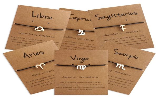 

fashion 12 constellations zodiac signs woven rope bracelet bangle for man women zodiac taurus cancer leo libra virgo birthday gift6430207, Golden;silver