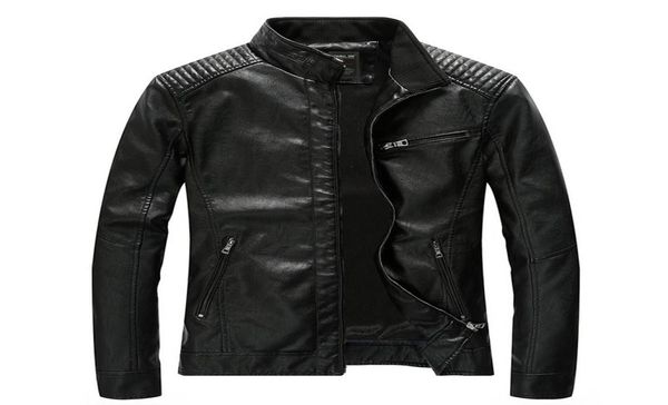 

new men039s locomotive pu leather clothing men039s big size loose european leather jacket casual solidcolor leather jacket 3221054, Black
