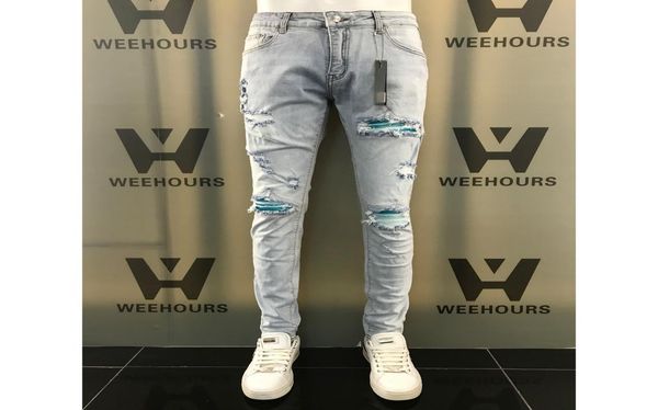 

2020new selling motorcycle jeans women039s high waist jeans custom punk rock private label lapel retro gradient gene men039s5338030, Blue