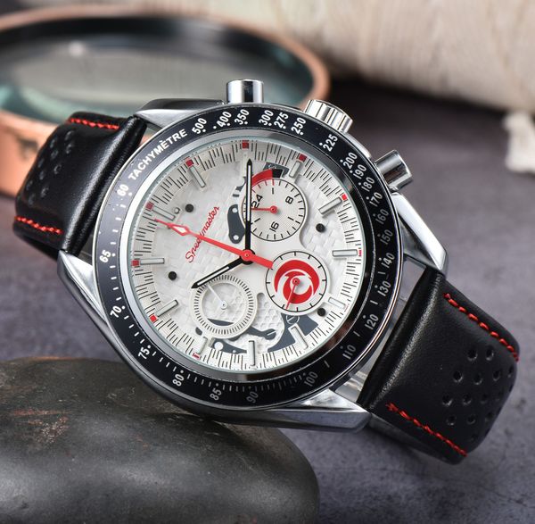 

omeg wrist watches for men 2023 new mens watches all dial work quartz watch luxury brand chronograph clock leather belt men fashion 03, Slivery;golden
