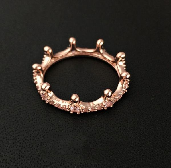 

new cz diamond rose gold ring 925 sterling silver wedding original box set for women's ring holiday gift 806651, Slivery;golden