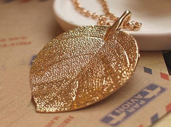 

luxury leaf sweater chain pendant necklace 18k gold plated fashion sweater chain necklace jewelry perfect accessories for women me1781959, Silver