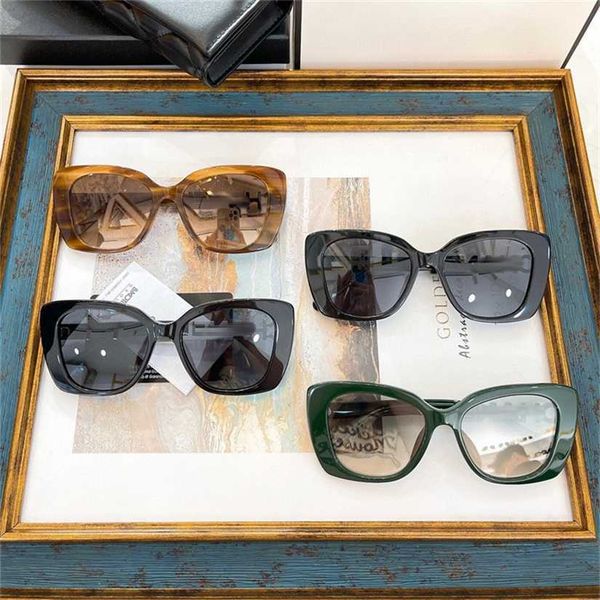 

2023 new xiaoxiangjia's same sunglasses ch5422 plate asymmetrical letter leg polarized net red sunglasses for women, White;black