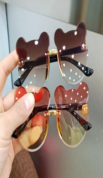 

children sunglasses cartoon bear shades boys girls eyewear cute kids sun glasses uv400 clear lense rimless5319764, Blue