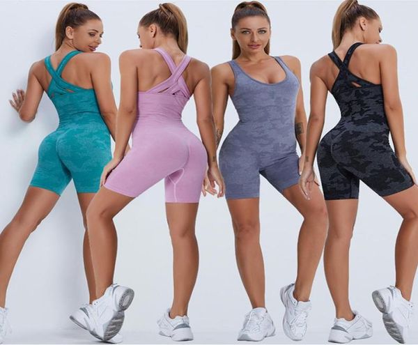 

seamless high waist exercise yoga clothes stretch sports bra cycling fitness suit womens overall blue black3050606
