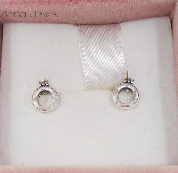 

authentic 925 sterling silver p polished crown o stud earrings luxury for women men girl valentine day birthday gift 2982957925220, Golden;silver