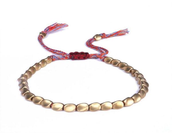 

handmade tibetan copper bead bracelet buddhist braided cotton luck rope for protection good success amulet charm bracelets1011282, Golden;silver