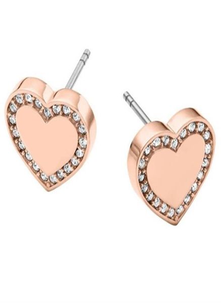 

new york fashion brand tone love heart stud earrings crystal silver rose gold colors fine jewelry for women girls 9964857, Golden;silver