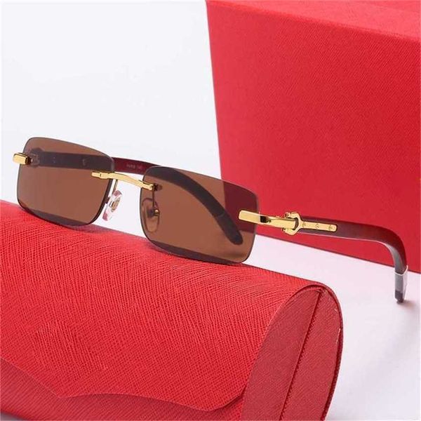 

new frameless wooden leg sunglasses men's square sunglasses fashion trend optical glasses women'skajia new, White;black