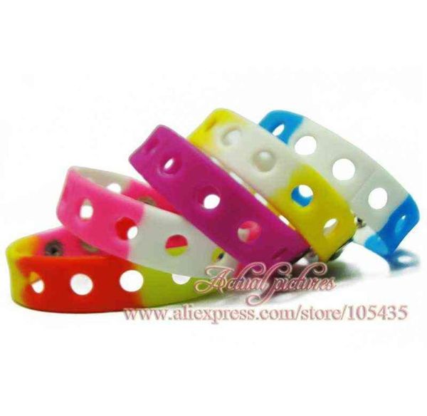 

20pcslot mix style random silicone bracelet wristband 18cm fit shoe charms shoe buckle wristband rubber wrist strap 2201171369921, Golden;silver