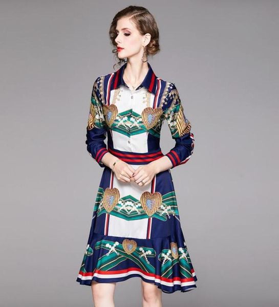 

casual dresses highend vintage cocktail floral print long sleeves ruffled swing dress sashes turndown collar sleeve7757055, Black;gray