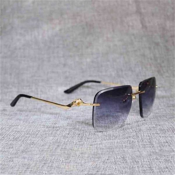 

vintage rimless oversize men oculos leopard style square metal shade cutting lens gafas women for outdoorkajia new, White;black