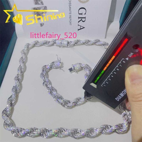 

pendant necklaces new designs 10mm rope chain vvs moissnaite iced out hip hop jewelry moissanite cuban bracelet, Silver