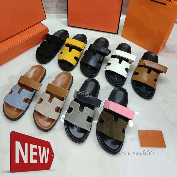 

designer chypre sandals classic women flat leather slippers summer beach platform slides sand beige sandles shoes lady casual woman, Black