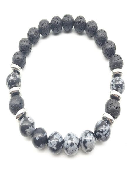 

sn1347 lava bracelet trendy natural stone mala yoga bracelet snowflake bracelet 3901590, Black