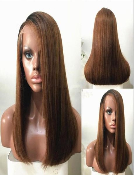

ombre 1b 30 color brazilian side part human hair full lace wig silky straight two tone lace front wig glueless wigs3748102, Black;brown