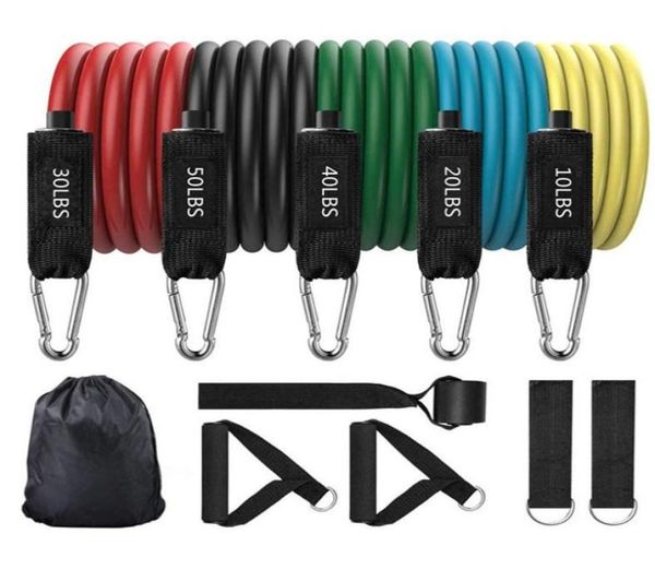 

fitness exercie 11 piece set resistance band yoga training tube set home gym heavy 150 lb bands chest expander equipment 116 x27139420