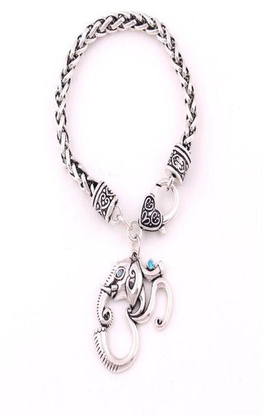 

huilin jewelry viking om hindu ganesh elephant pendant india religious amulet wheat chain bracelet252g5780527, Golden;silver